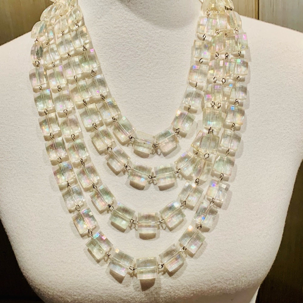 Iridescent bib necklace